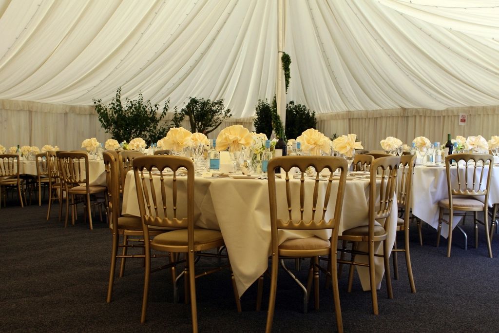 A table laid for a wedding reception